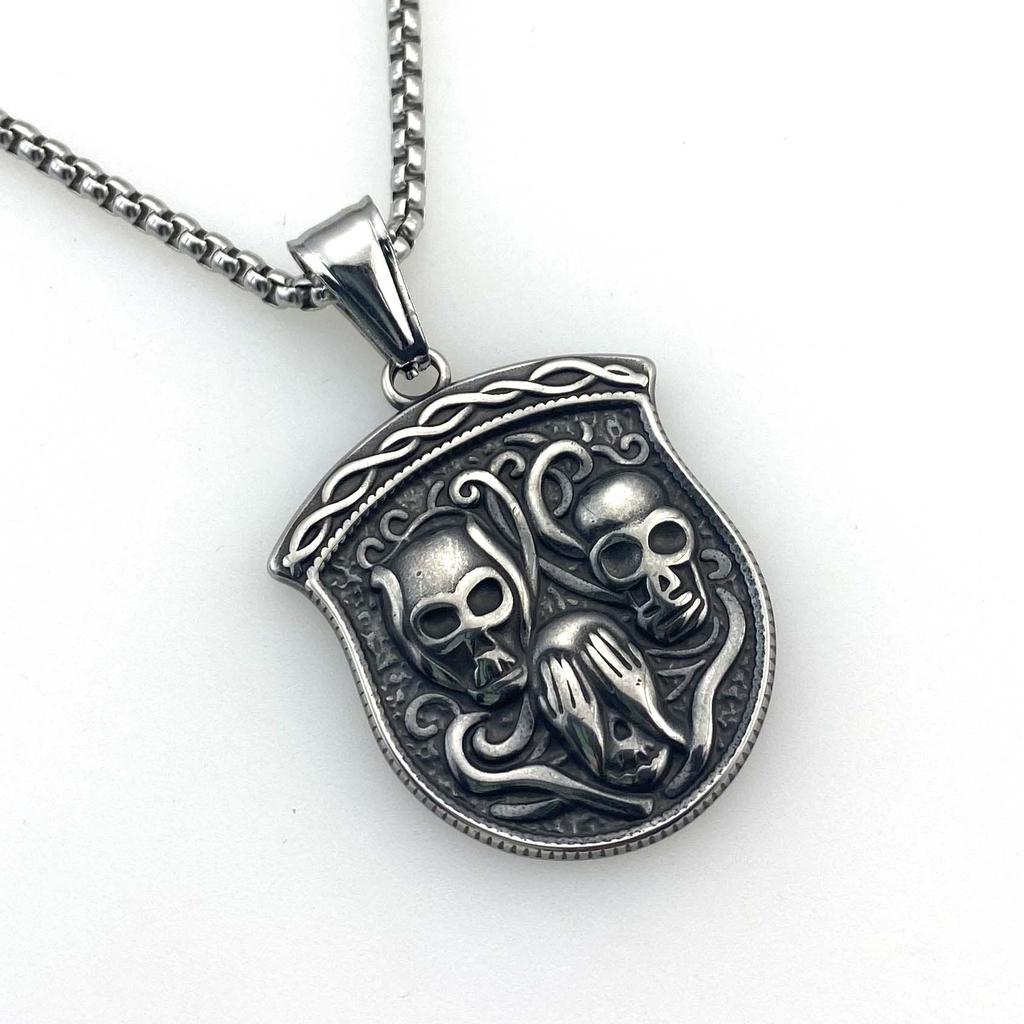 Necklace Gothic Style Skull Tag Men Hip Hop Punk Pendant