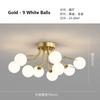 SANDYHA New LED Black Gold Chandeliers Clear Star Milk White Glass Ball Ceiling Lamp with Crystal Live Room Decor Pendant Lights