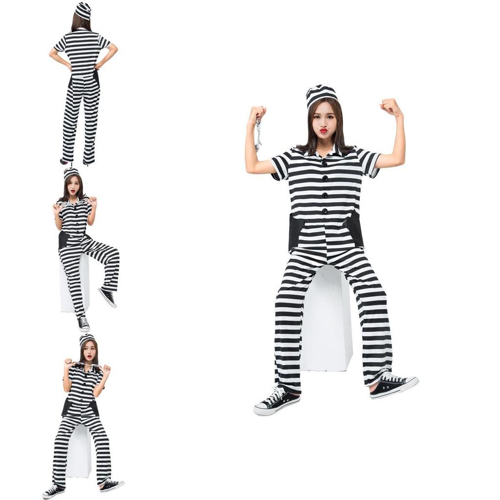 Gestreifte Gefängnisuniform Gefangenenkostüm Für Cosplay Und Partyunterhaltung