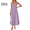 Women Dress Women's Halter Midi Dress, Summer Sleeveless Backless A-Line Long Square Neck Vacation Beach Sundress