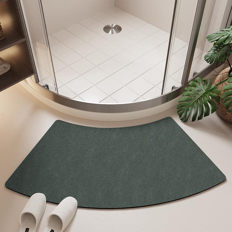 Arc-Shaped Diatomite Bath Mat - Non-Slip Shower Door Mat, Super Absorbent & Quick Dry, Double-Sided Grip, Soft Breathable
