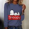 Fashion Women's T shirt  Snoopy printed Daily Sweatshirt Casual Long Sleeve Crew Neck Spring Fall sportswear