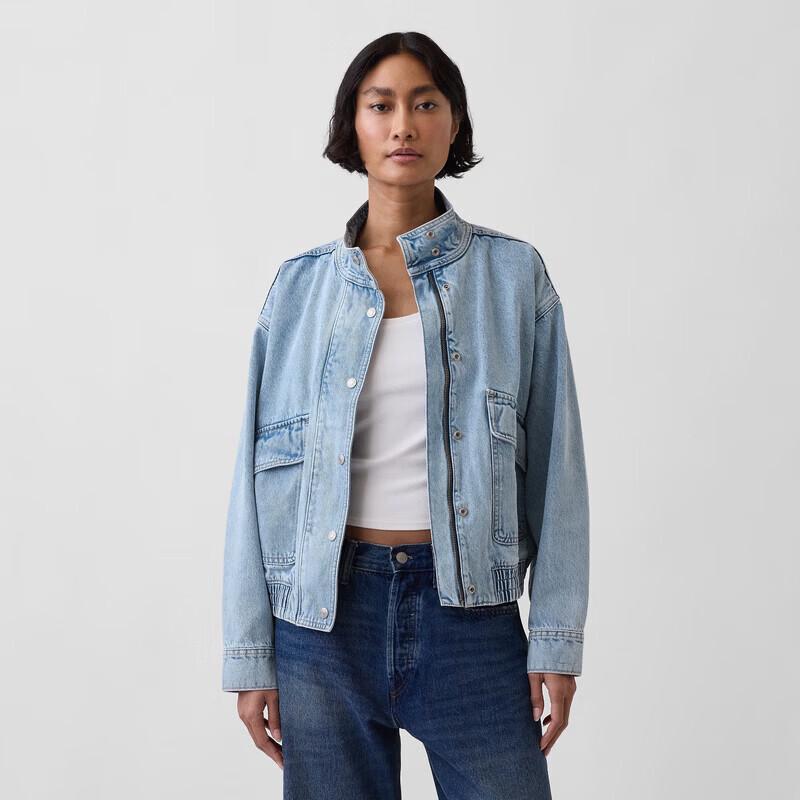 GAP Women's 2026 Spring Loose Fit Washed Cotton Denim Jacket