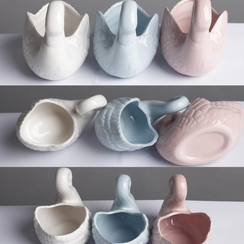 Decorative Ceramic Duck Tealight Candle Holders for Dining Table Centerpieces, Tabletop Small Succulents Planter Pot for Shelf Decors