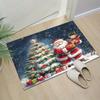 Christmas Santa Claus Rug with Reindeer and Tree Design - Festive Holiday Living Room Carpet, Seasonal Decoration