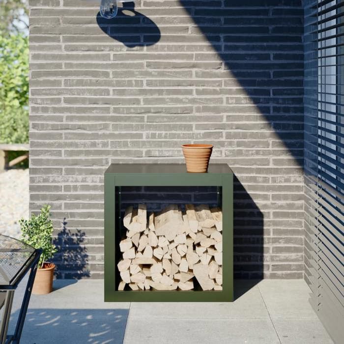 VidaXL Portant de bois de chauffage vert 60x40x60 cm acier, magasin de bûches, porte-bûches de cheminée, support de bûches, 851006
