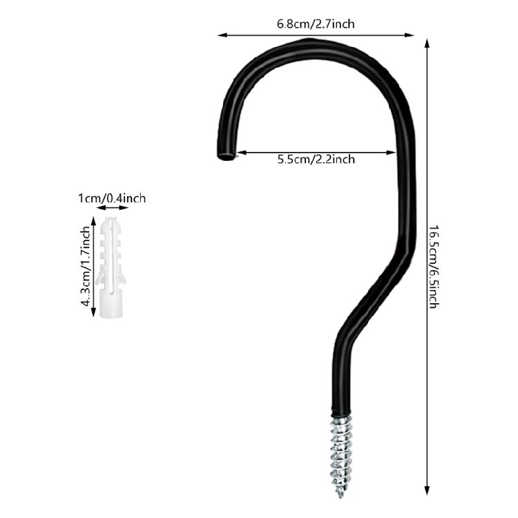 2Pcs Road Bike Wall Mount Hook Heavy Duty Metal Hook Garage Organizers Large Screw In Ceiling Hook Bike Hanger Hook