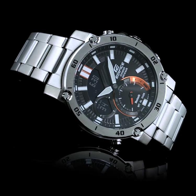 Casio Edifice Dark Heart 20th Anniversary Limited Bluetooth Connection Mobile Finder LED Light Quartz Movement Stainless Steel Strap ECB-20YD-1A