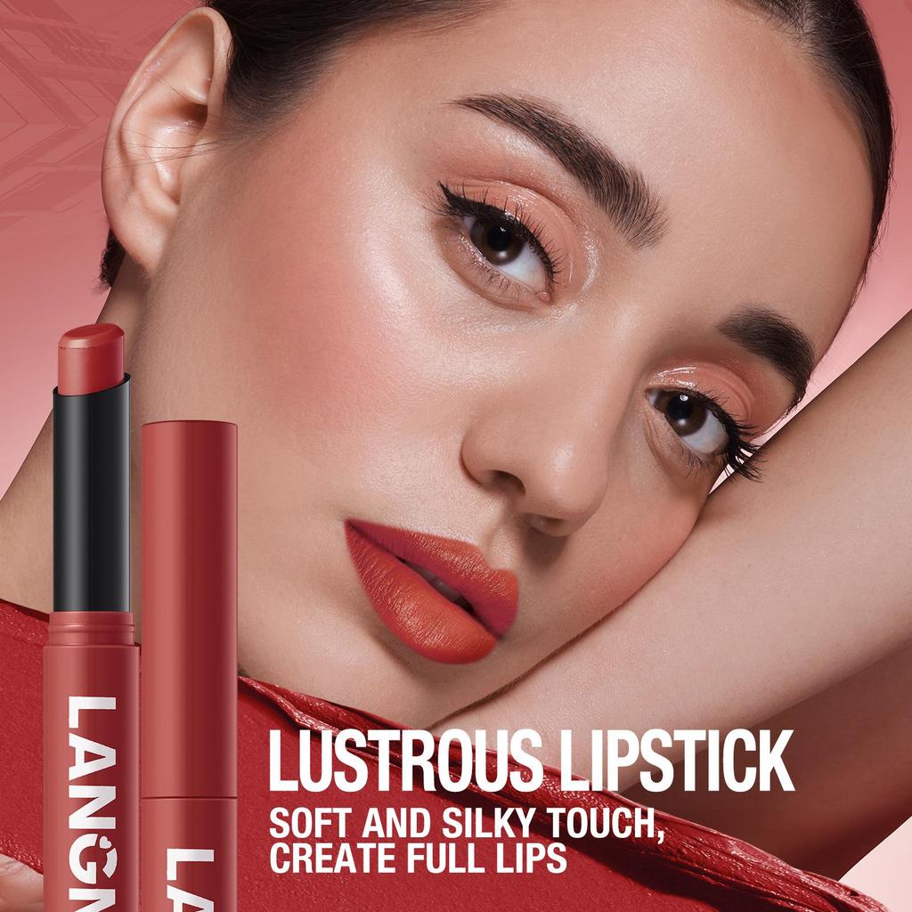 LANGMANNI Twelve-Color Rotating Semi-Matte Lipstick with Slanted Tip