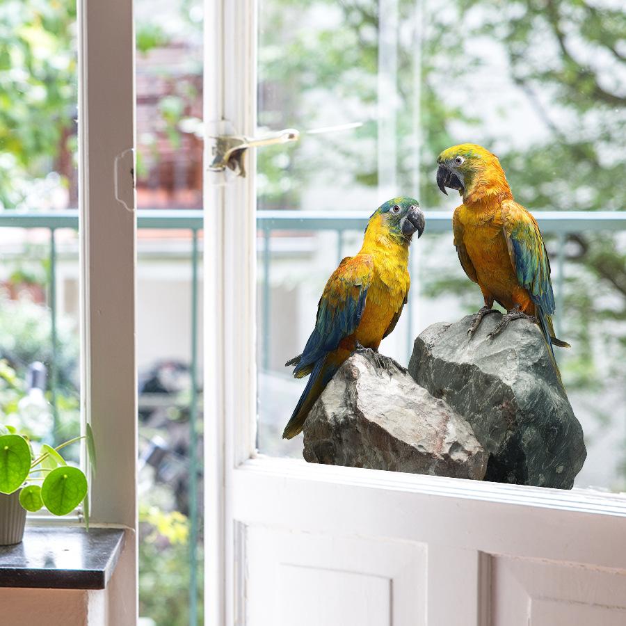 Self-adhesive Static Cling Window Stickers Realistic Macaw Parrot for Living Room Balcony Glass Decor