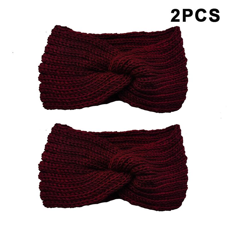 2Pcs Women'S Winter Warm Headbands - Thick Knit Ear Strap Hair Accessories Winter Headbands Cold Weather Gear Stylish Headwear