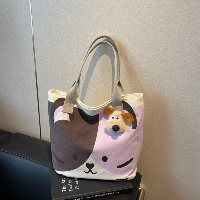 Canvas bag women's large-capacity new spring and summer versatile shoulder bag casual cartoon class tote bag