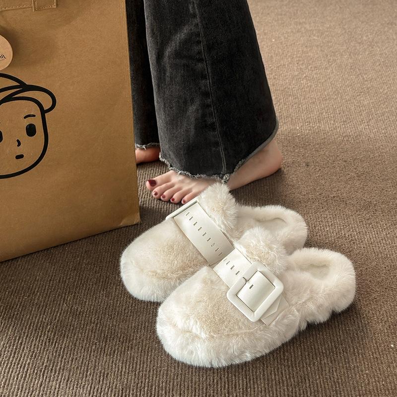 Dámské nadýchané pantofle s tlustou podrážkou pro nošení na podzim a zimu 2025 nové muffinové polopantofle špičkové bavlněné boty s krytou špičkou děti