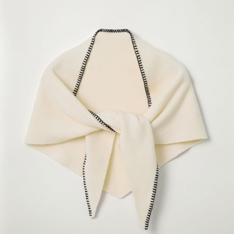 SATUR Knit Shawl Cape_Cream