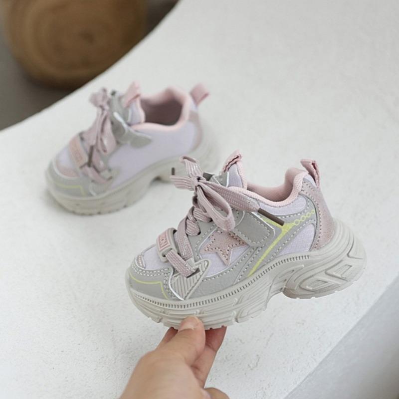 Boys' Handsome Dad Shoes Cute Star Sneakers Girls' Leather Casual Shoes