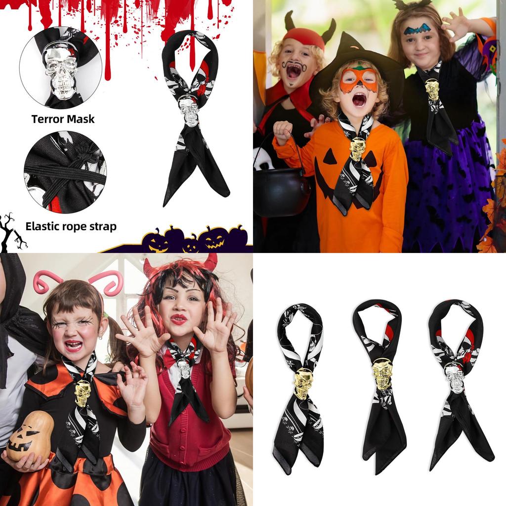 Halloween Skull Artwork Extra Neck Tie Dress-up Prop For Kids' Makeup Costume