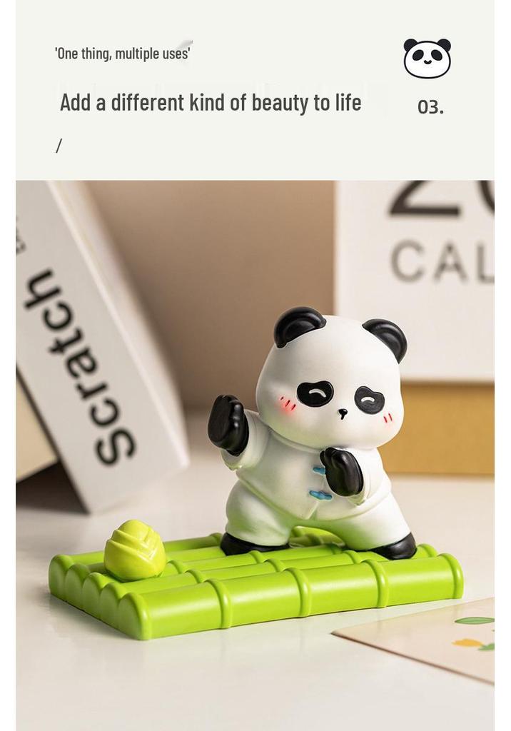 Guochao Panda Phone Holder: Cute Desk Stand for Watching Dramas & Office Use, Cartoon Pet Ornament Gift