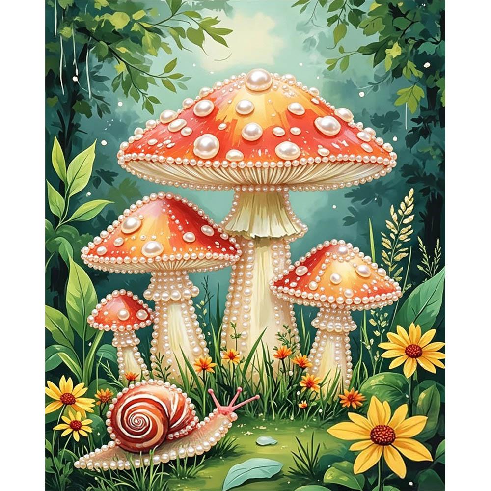 

Mushroom Pearl Art Kit 30x40cm Frameless Floral Pearl Diamond Painting DIY Gem Art Craft Gift for Friends & Family Home Wall Decor 30x40cm