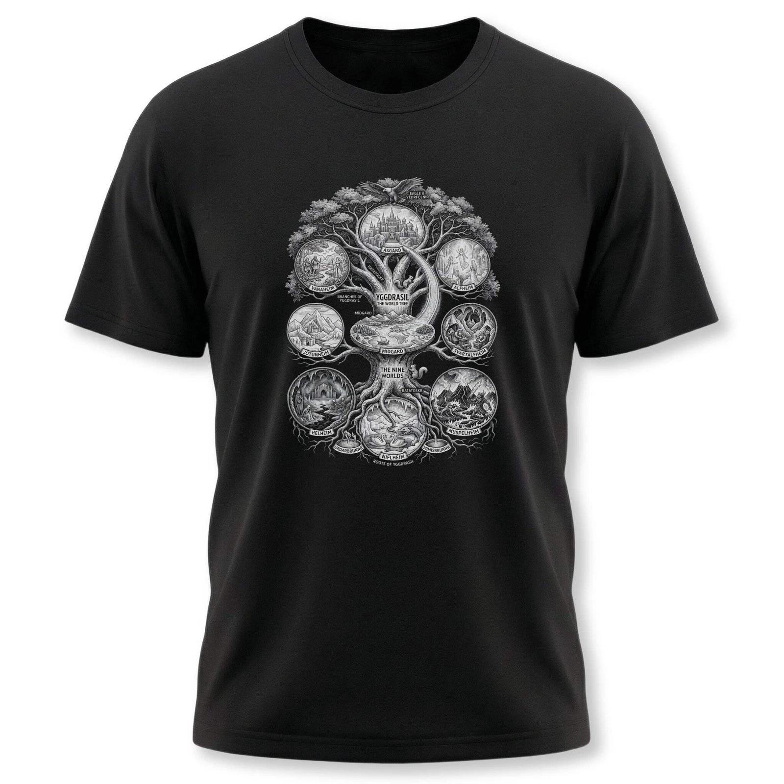 Yggdrasil The Nine Worlds T-Shirt | Norse Mythology World Tree Viking Tee XXXL