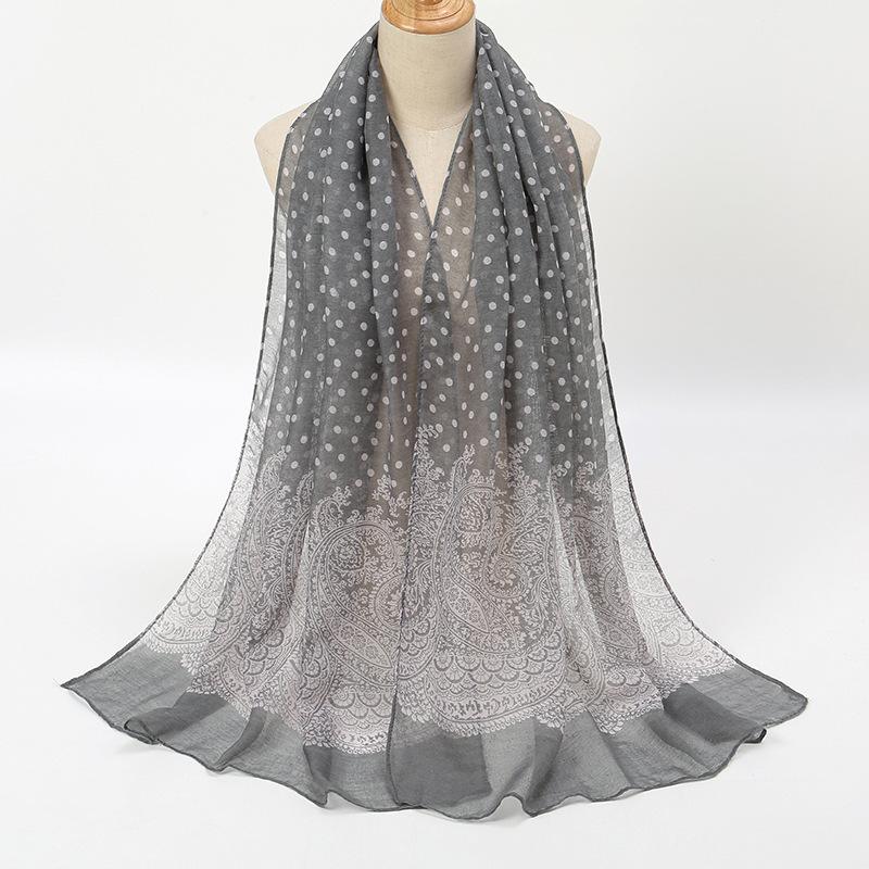 Vintage Gradient Polk Dot Cotton Scarf Shawl Scarf Lady Versatile Soft Wrap Pashminas Stole Bufandas Muslim Hijab