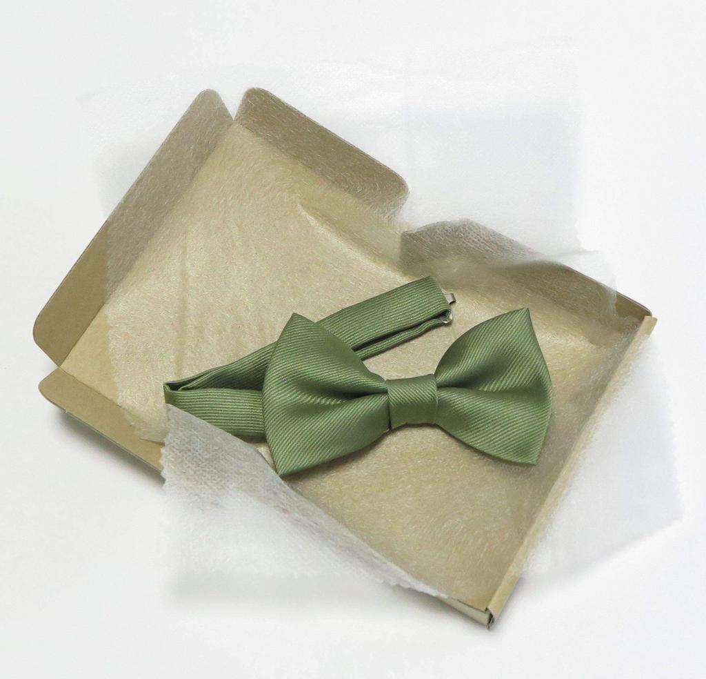 [GANJI] Bow Tie, Butterfly Design, Casual, 7cm Wide, Unisex, 30 Solid Colors, Made in Japan, 77BF (Leaf)