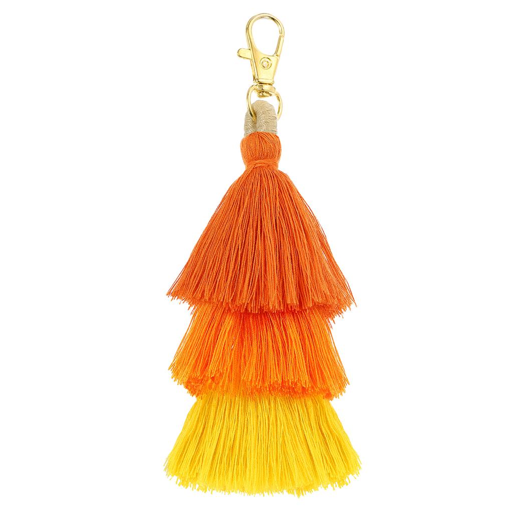 Tri-Layered Tassels 6.7Inch Tassel Bag Charm Bohemian Keychains Handmade Tassel Keychain for DIY Projects