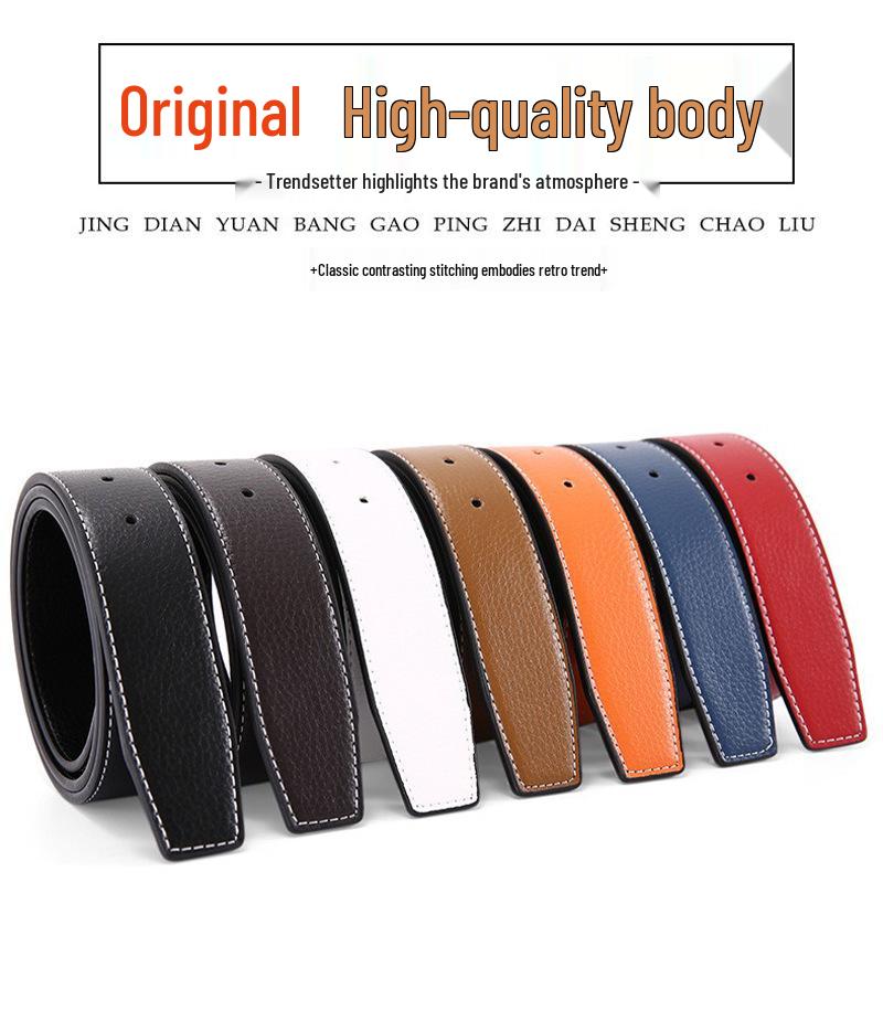 Men's Casual Perforated Leather Belt with Rotating Pin Buckle