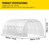 VEVOR Estufa Túnel Walk-in, 609,6 x 304,8 x 213,4 cm Estufa Portátil para Plantas com Arcos de Aço Galvanizado, 3 Vigas Superiores, 4 Hastes Diagonais