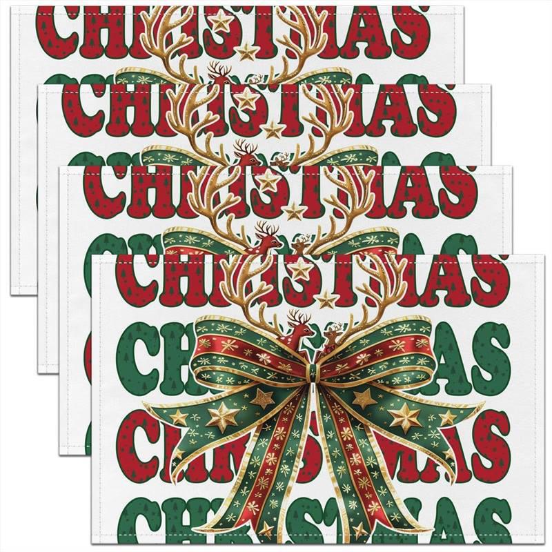 New Christmas Linen Square Placemat - Festive Party Tablecloth Decor, Beautify Coffee Table Mat.