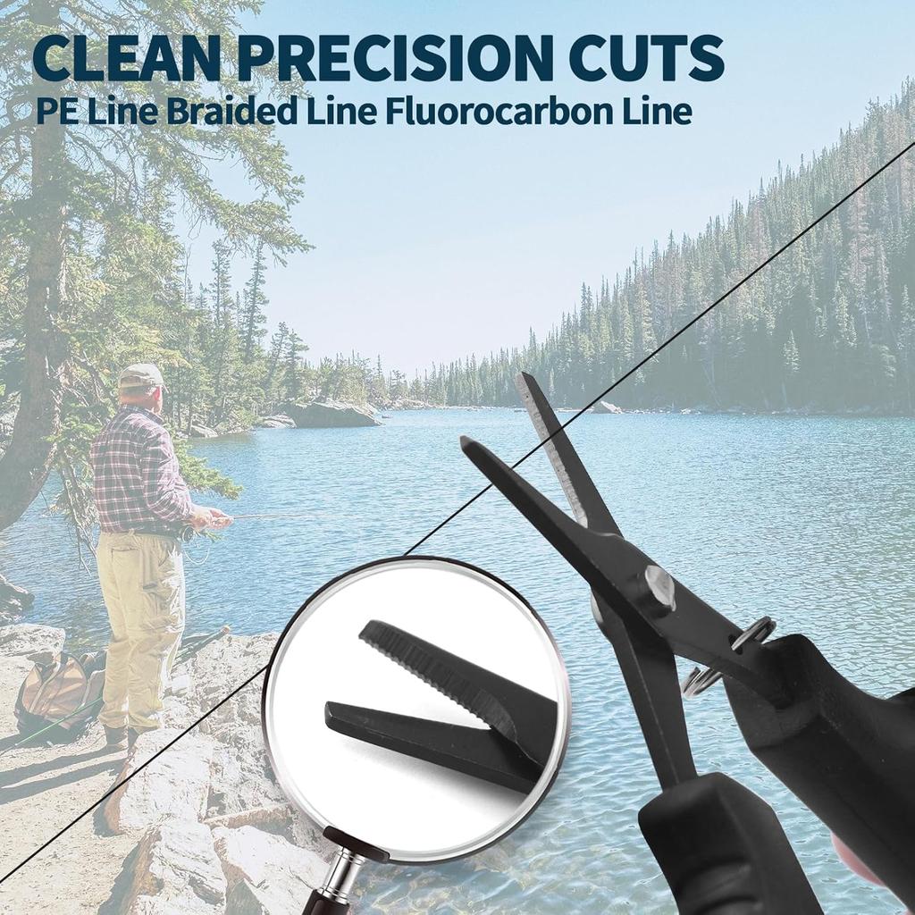 Fishing line scissors, braided fishing line scissors, stainless steel braided fishing line scissors, retractable lanyard, salt w