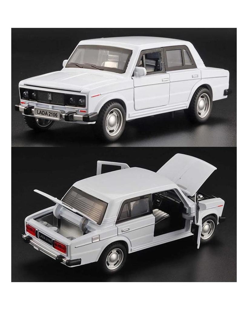 1/32 Scale LADA 2106 Diecast Car Model Toy, Pull Back Toy Vehicle with Sound and Light for Kids Toddler Boys Girls Gift Collection