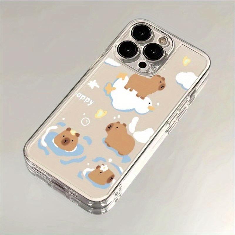White Duck High-Transparency Soft Silicone Phone Case for Apple 16/15/14/13/X with Precision Hole Alignment