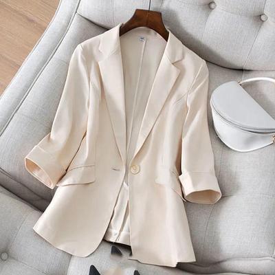 High Quality Office Ladies Blazer  Casual Three Quarter Sleeves Summer Slim Women Blazer Suit Coat Jacket