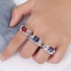 Gothic  Skull Ring Blue Cubic Zirconia Crystal Punk Women's Jewelry Gift