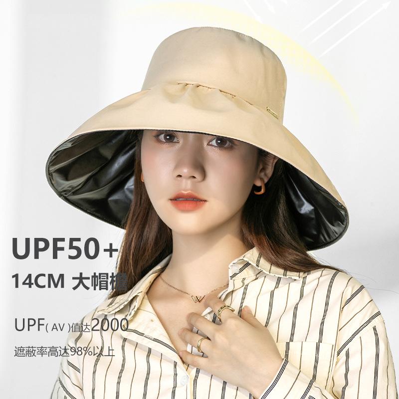 Sommer Damen Reise Flodable Strand Sonnenhut Frauen 14 cm Breite Krempe Eimer Hut Weibliche UV Schutz Visier Hut Gril täglichen Frühling Hut