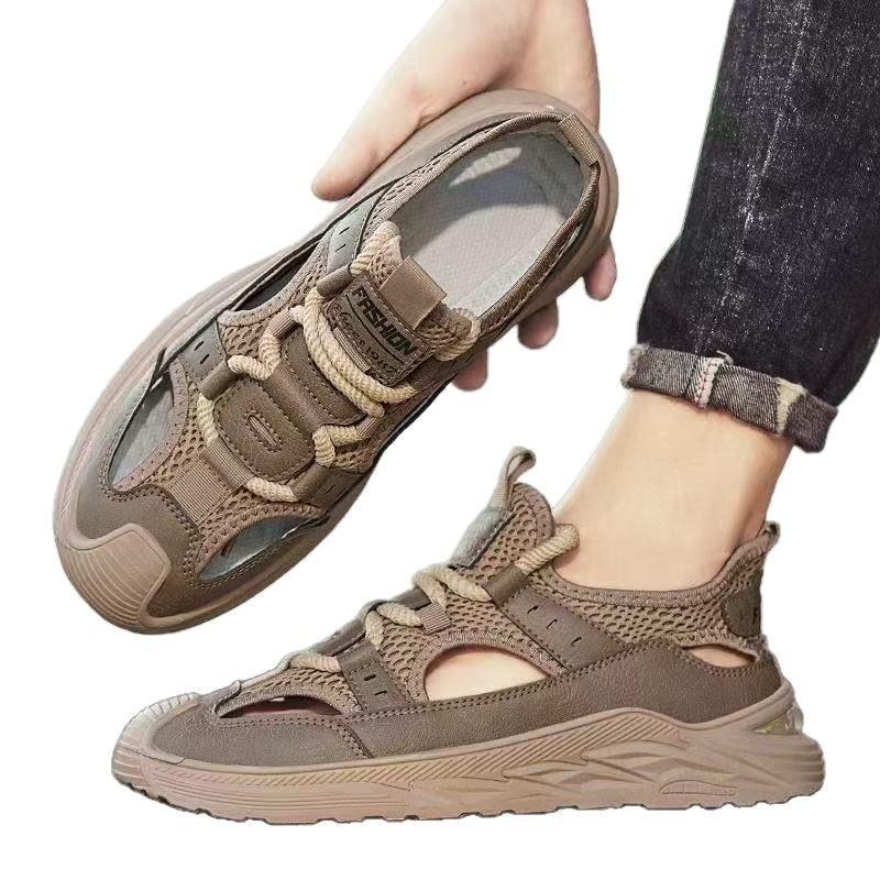 Mesh Men's Shoes Summer New Outer Wear Bag Head Non-slip Wear-resistant Leisure Sports Driving Outdoor Hollow Men's Sandals