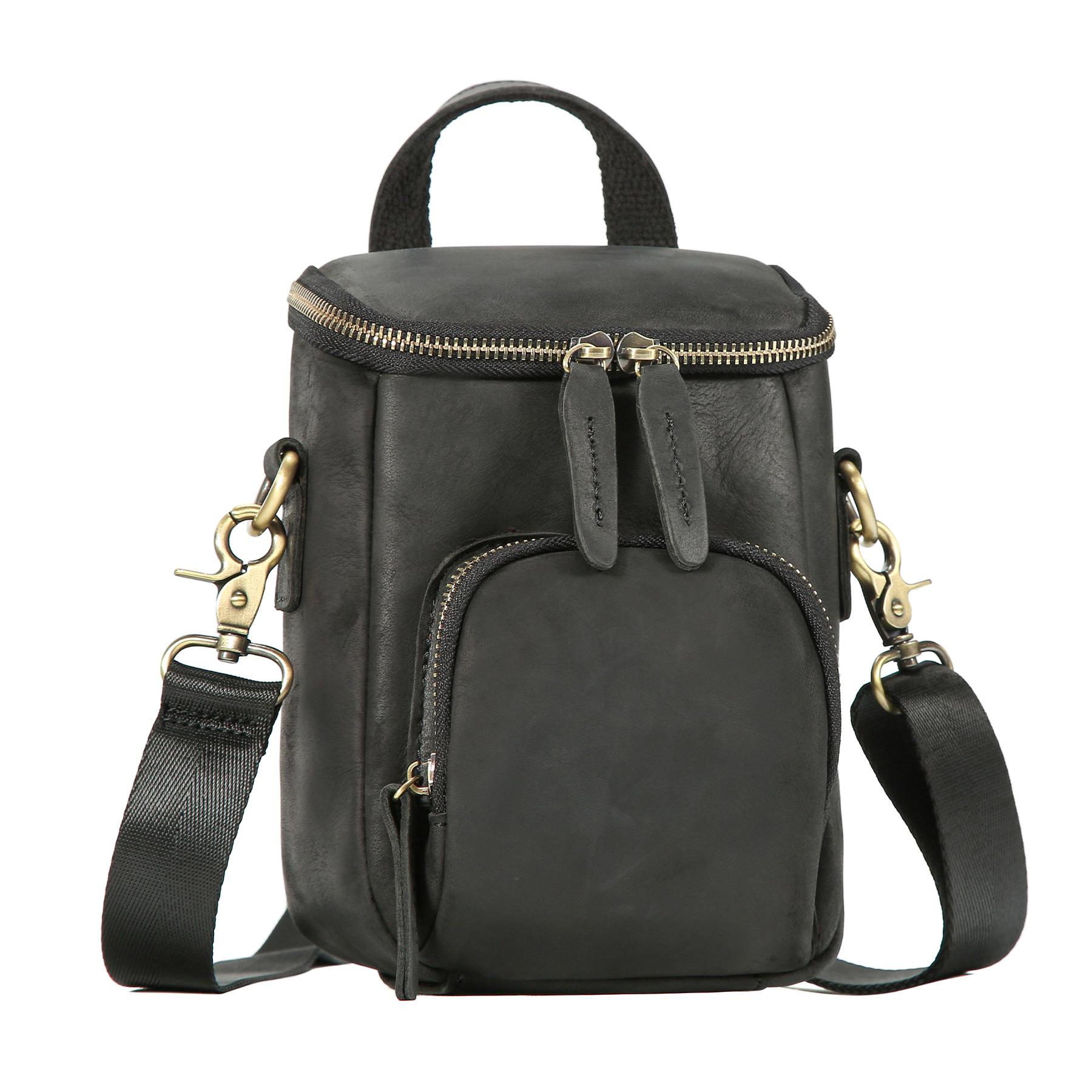 

Crazy Horse Leather Leather Crossbody Bag Casual Versatile Bucket Bag Retro Trend Premium Shoulder Bag Men S Leather Bag