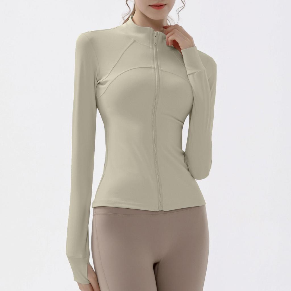 High-Collar Quick-Dry Slim Fit Yoga Jacket with Non-Slip Zipper for Women