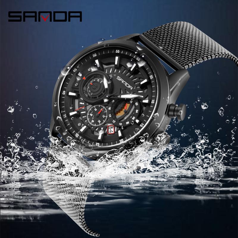 Sanda Men’s Six-Hand Waterproof Casual Business Watch - Korean Style Fashion Trend