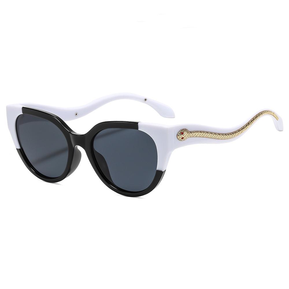 New Retro Cat Eye Fashion Women Sunglasses  Luxury Brand Snake Pattern Inlay Temple Design Punk Trend Men Uv400