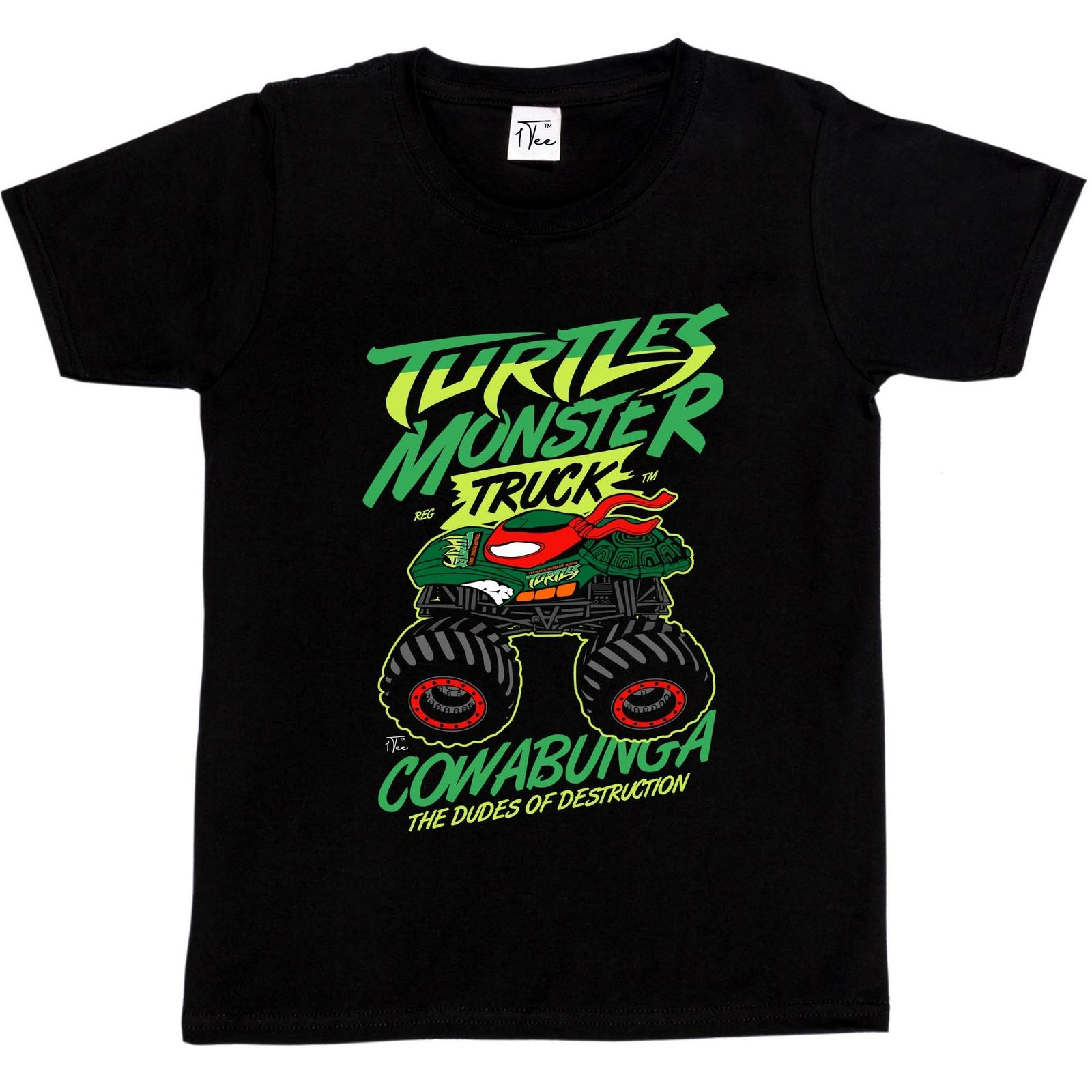 1Tee Kids Boys Turtle Monster Truck T-Shirt S