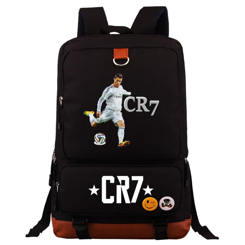 Cristiano Ronaldo Printed Youth School Backpack Teenagers Durable Oxford Fabric Breathable Padded Straps Unisex Travel Bag