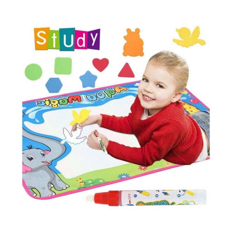 Doodle Mat Aqua Large Magic Water Drawing Mat for Kids - Reusable Water Painting Board (70x51cm) with Pens & 8 Molds