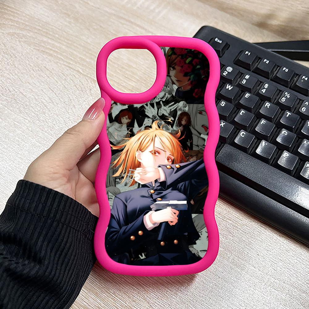 Jujutsu Kaisen Nobara Mobile Phone Case for iPhone 17 16 15 14 13 12 11 Air Pro Max Plus Wavy Edge TPU Colorful Cover Luxury