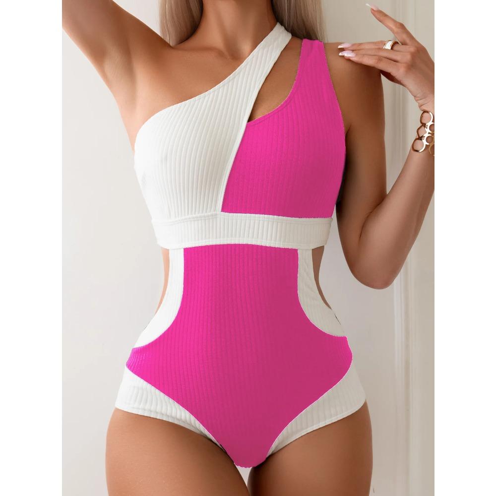 

Korean Version of Sexy Shoulder One-piece Swimsuit Women s New Bear Gathering Belly Swimsuit Hot Spring Women s Conservative L