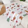 Christmas Flannel Blanket Printed Office Nap Throw Winter Warm Blanket for Desk Home Use