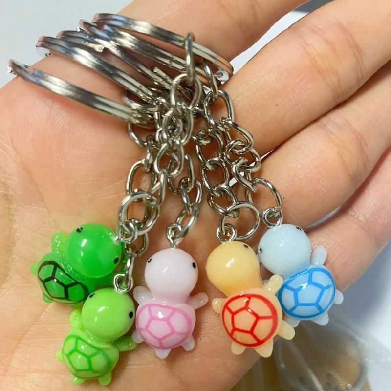 Adorable Cartoon Turtles Keychain Colorful Resin Key Ring Multi Purpose Gift Accessory Random Color Keyring