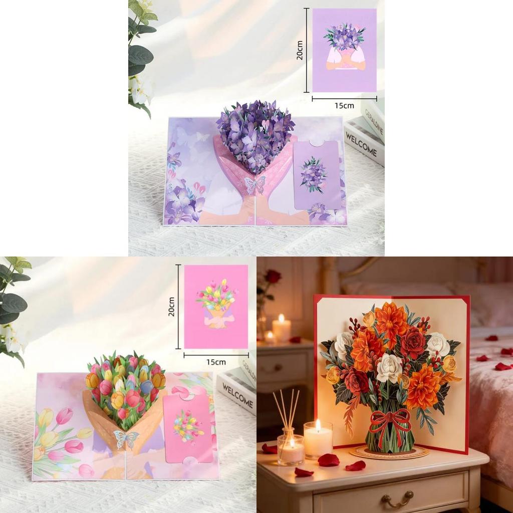 Ewige Blüte Popup-Karte für Valentinstag und Muttertag mit Laserschnitt-Motiv
