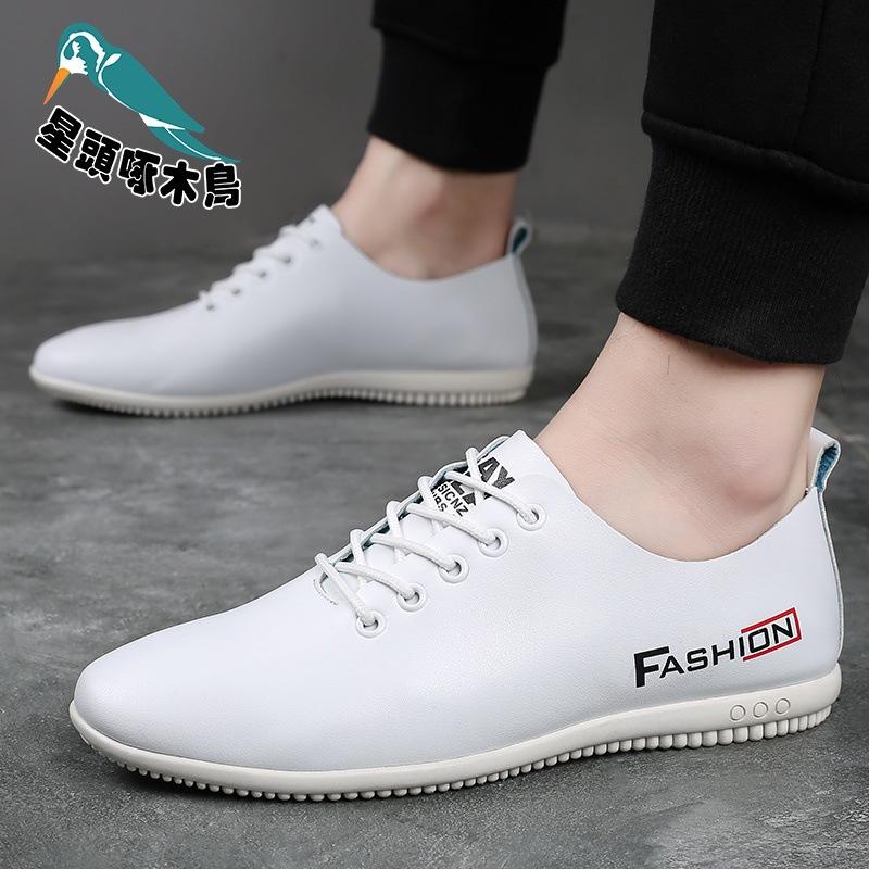 2025 summer leather shoes cowhide men's shoes soft sole men's business casual shoes flat heel English leather shoes