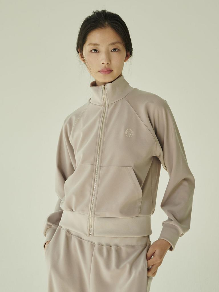 NOUVE Stretch Jersey Zip-Up Set - Beige